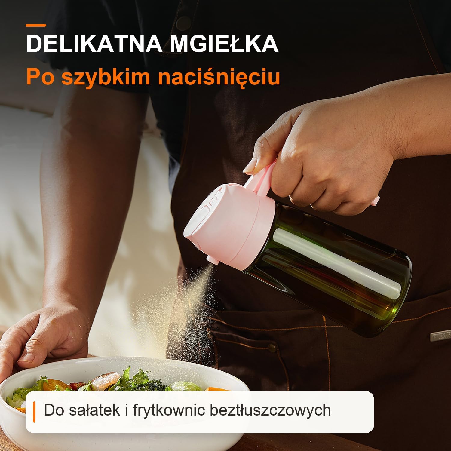 Detalle 1 de TrendPlain: szklana butelka do oliwy 2 w 1, dozownik i rozpylacz, 470 ml