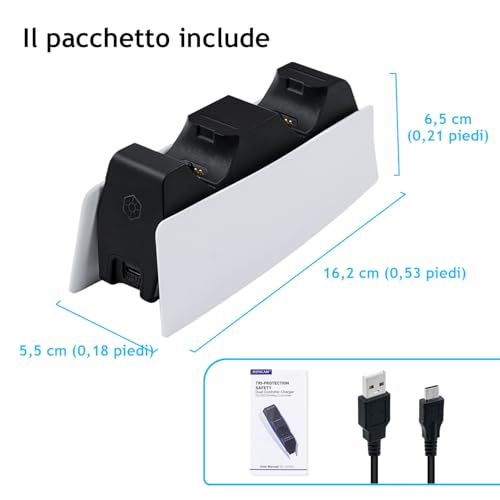 Thumbnail 10 de Mcbazel Ricarica PS5: Stazione di Ricarica Rapida per DualSense (Dock Doppio) con LED e USB-C