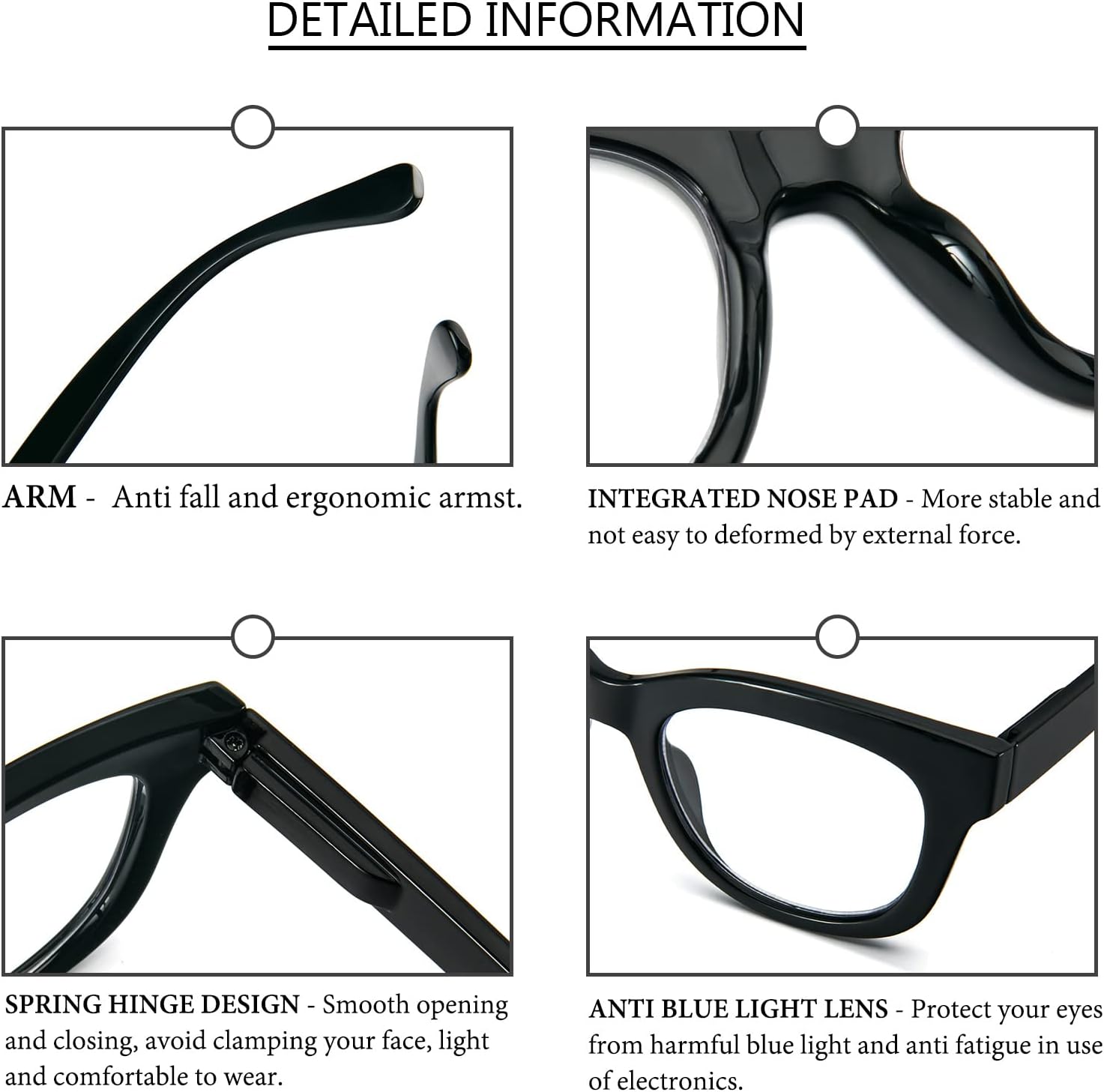 Thumbnail 2 de MMOWW Oversized Reading Glasses 3 Pack for Women with Blue Light Blocking and Spring Hinges, +1.5