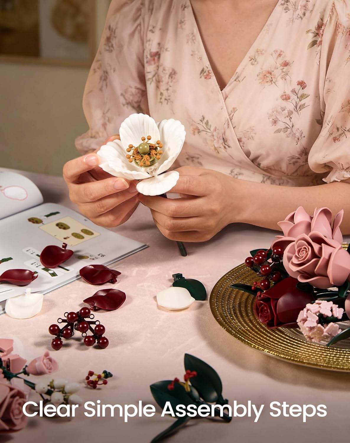 Thumbnail 3 de iATOM Pink Roses Flower Bouquet Building Set (IA11022)