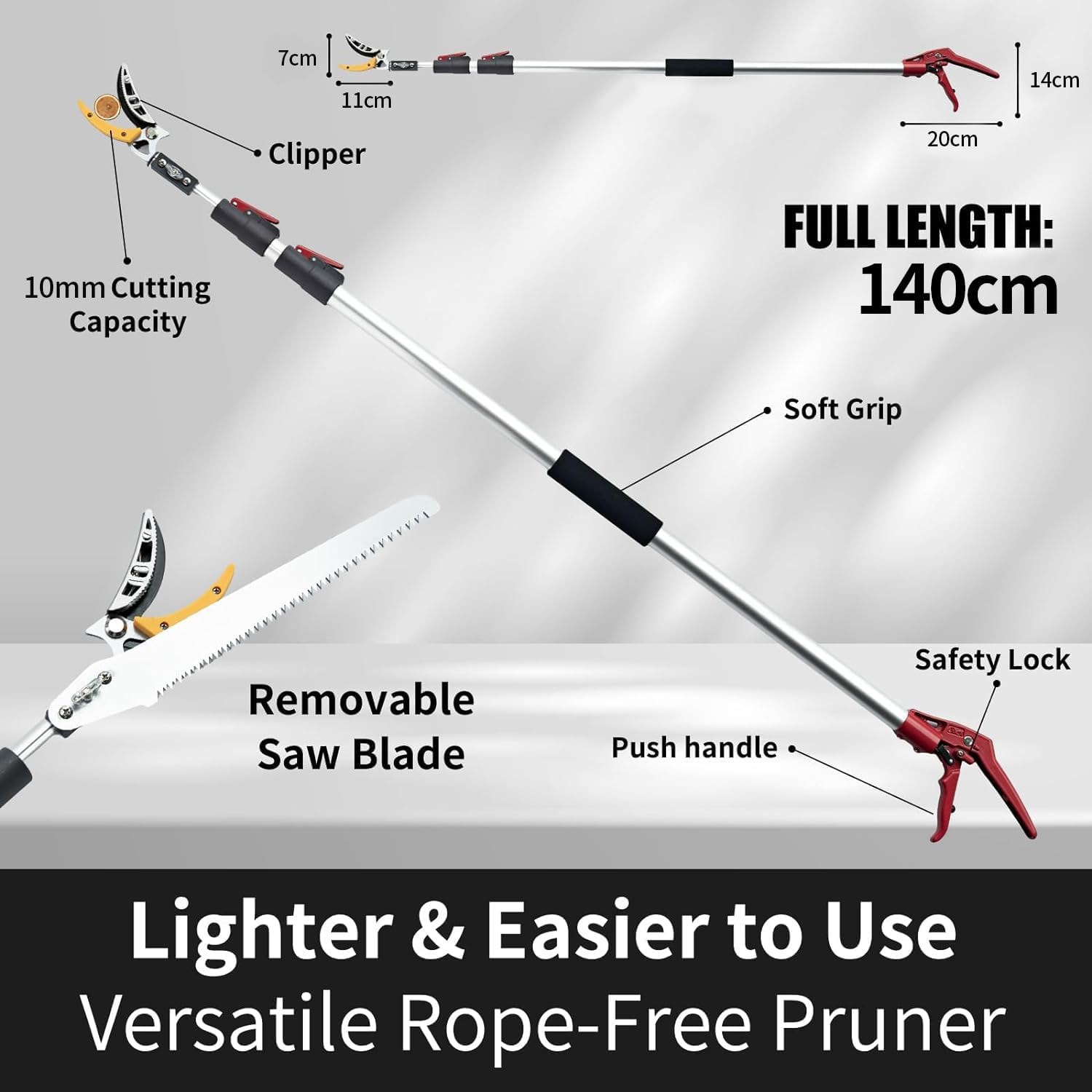 Thumbnail 2 de FLORA GUARD 1.4–3m extendable long-reach pruner pole saw (telescopic fruit picker)