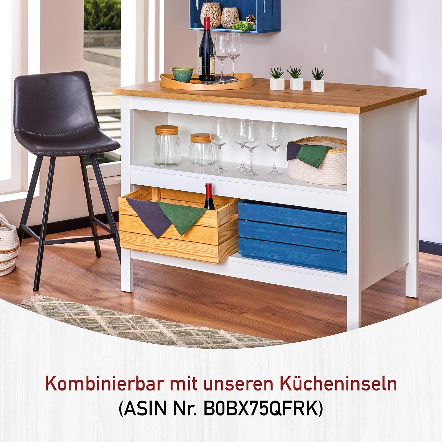 Detalle 1 de Inter Link Holzkiste Stapelkiste 51 x 31,5 x 23 cm