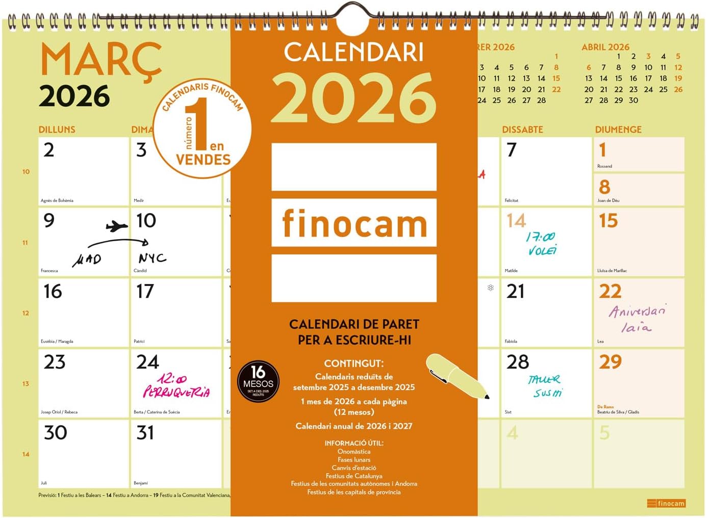 Detalle de Finocam Calendario de pared 2026 mensual