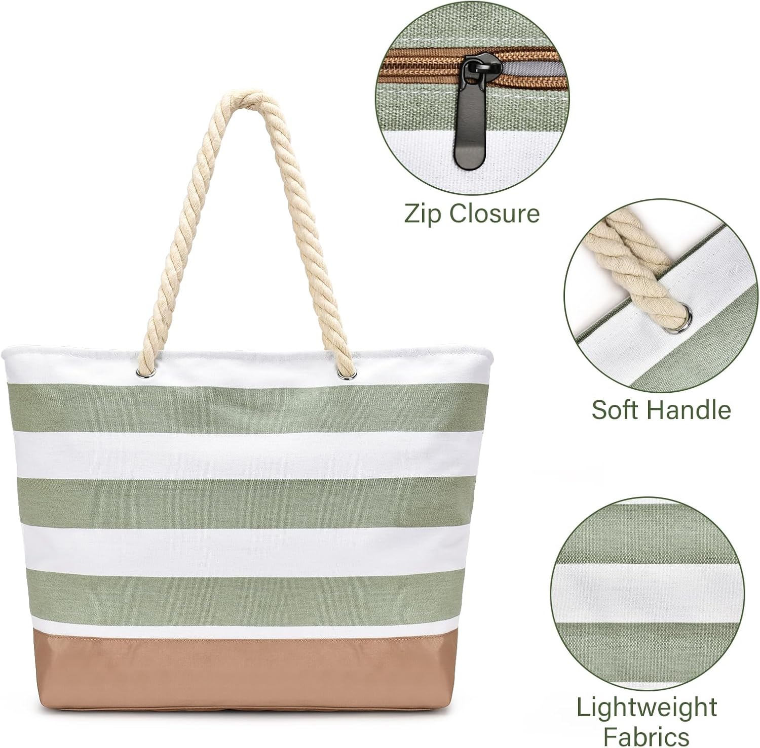 Thumbnail 2 de oscaurt Strandtasche Tote Bag mit Reißverschluss – wasserdicht, mit Nassfach und Innentaschen