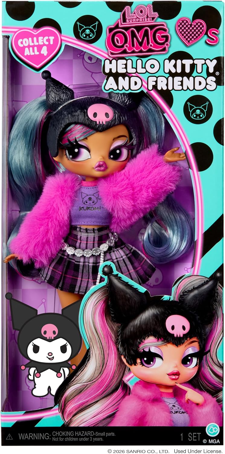 Detalle de L.O.L. Surprise! OMG Kuromi-modepop met borstelbaar haar en accessoires