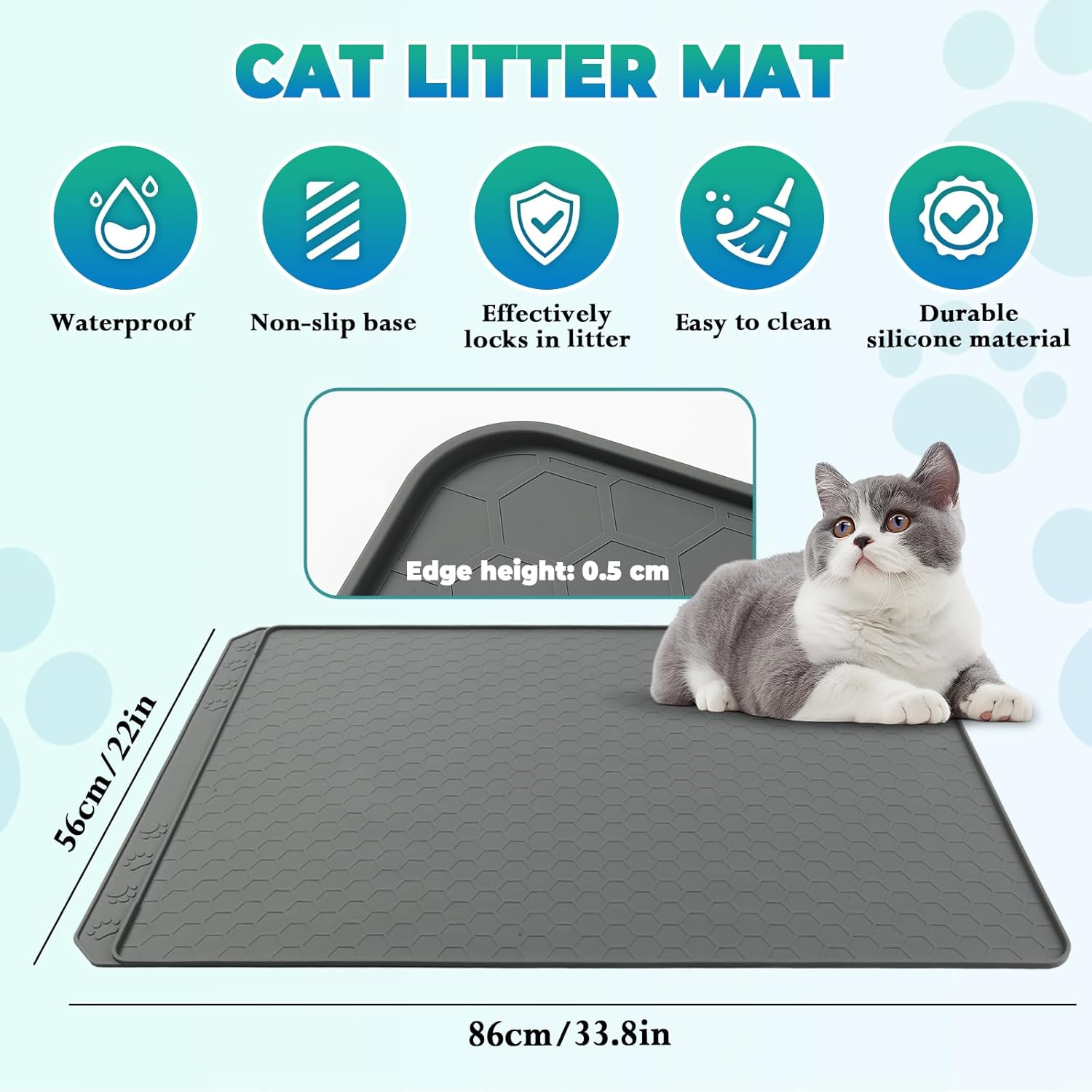 Thumbnail 1 de Large Silicone Cat Litter Mat 86x56 cm – Anti-Slip, Waterproof & Easy to Clean