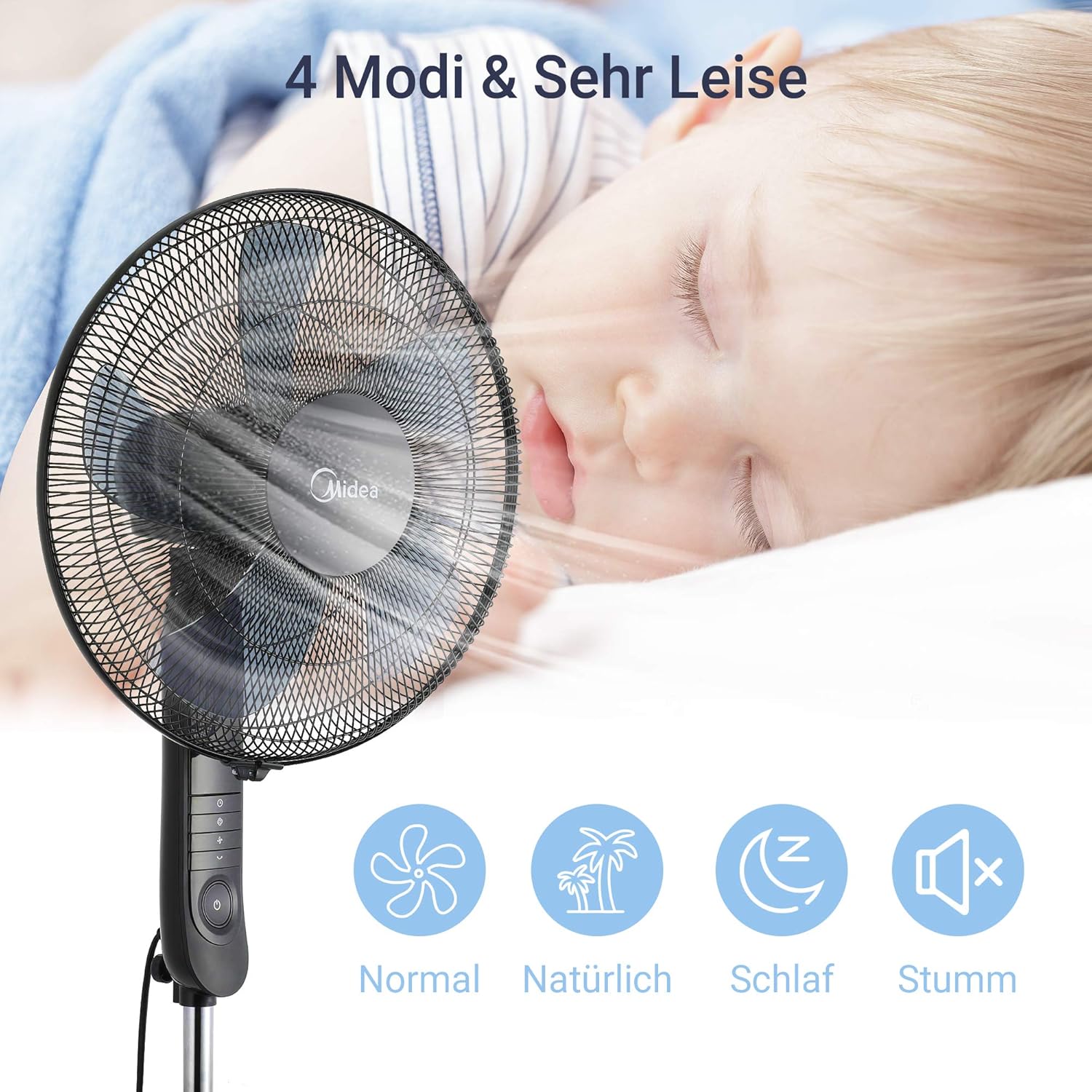 Thumbnail 2 de Midea FS40-15FR Standventilator mit Fernbedienung, 3 Geschwindigkeitsstufen & LED-Display