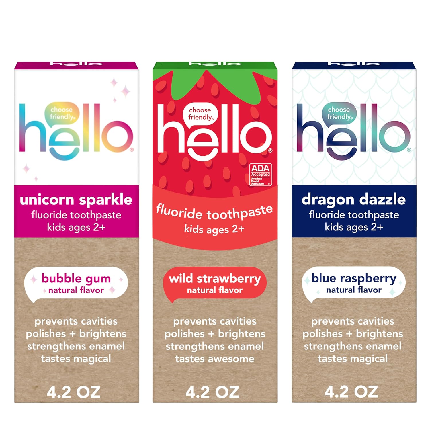 Detalle de Hello Kids Fluoride Toothpaste 3-Pack, 4.2 oz 🪥