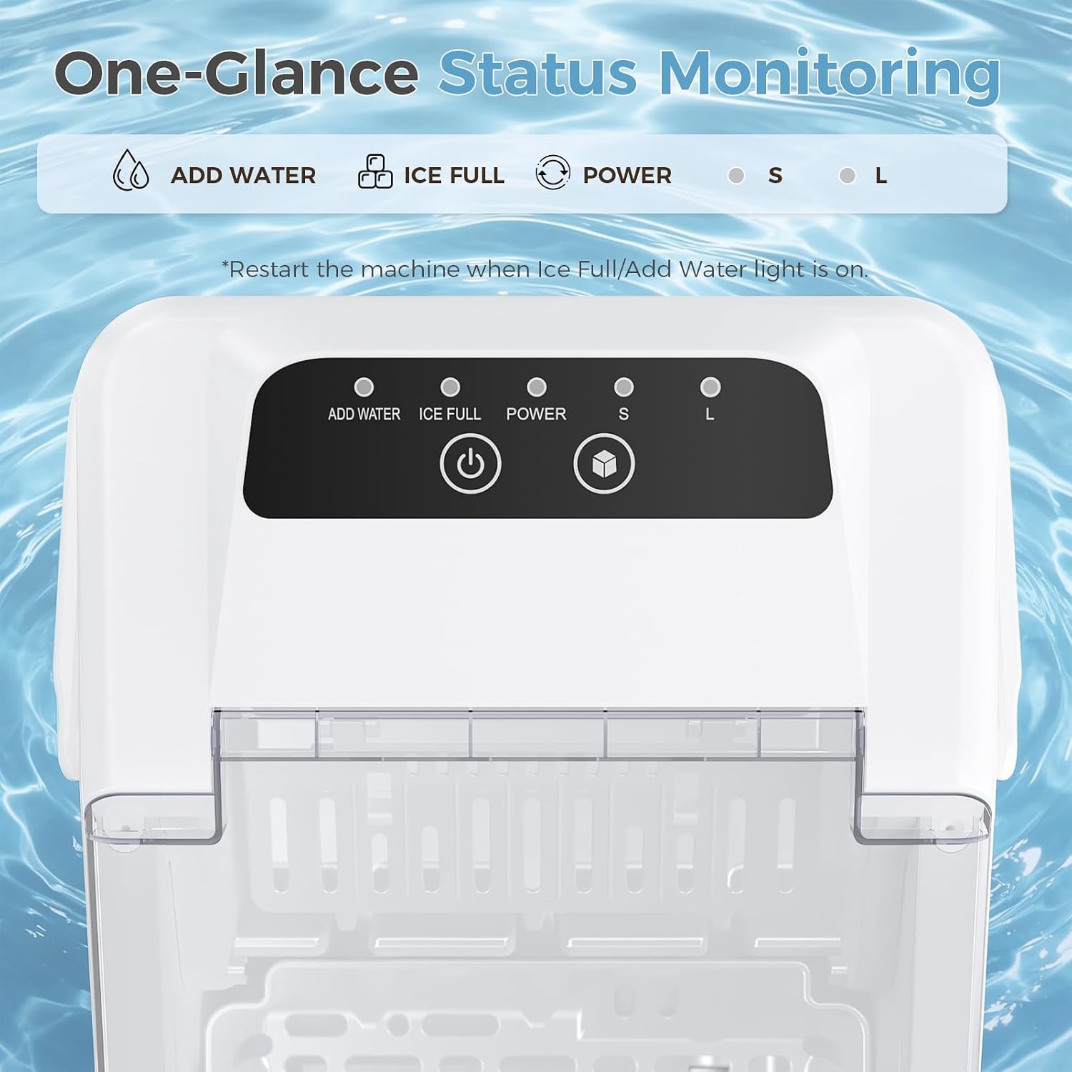 Detalle 2 de KMFurnila Countertop Ice Maker, 26 lb Daily Capacity