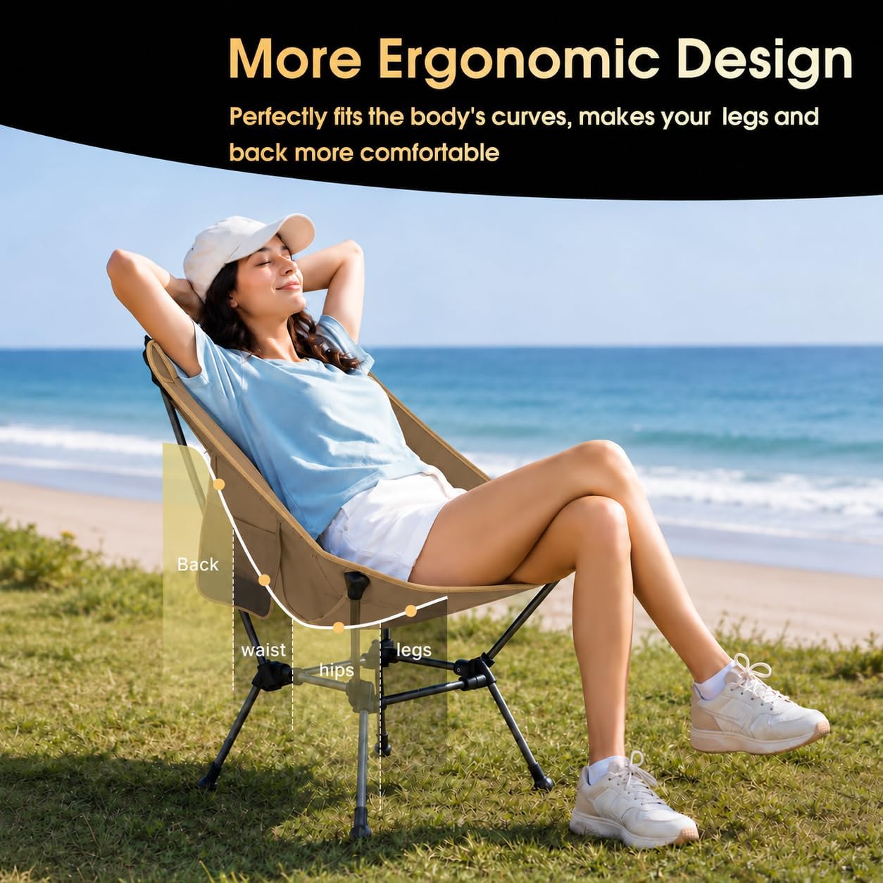 Detalle 1 de MOON LENCE SFplus Plus Camping Chair, Lightweight Folding Design, 330 lb Capacity
