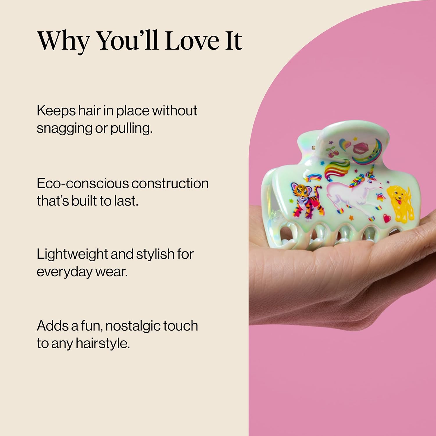 Detalle de Lisa Frank x Kitsch Markie Cloud Hair Clip: Medium Claw for Lightweight, Secure Half-Up Holds