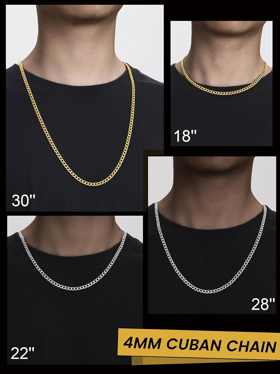 Thumbnail 6 de GOLDCHIC JEWELRY Flat Cuban Chain Necklace in 316L Stainless Steel (4mm–9mm) – Lobster clasp, gift box included
