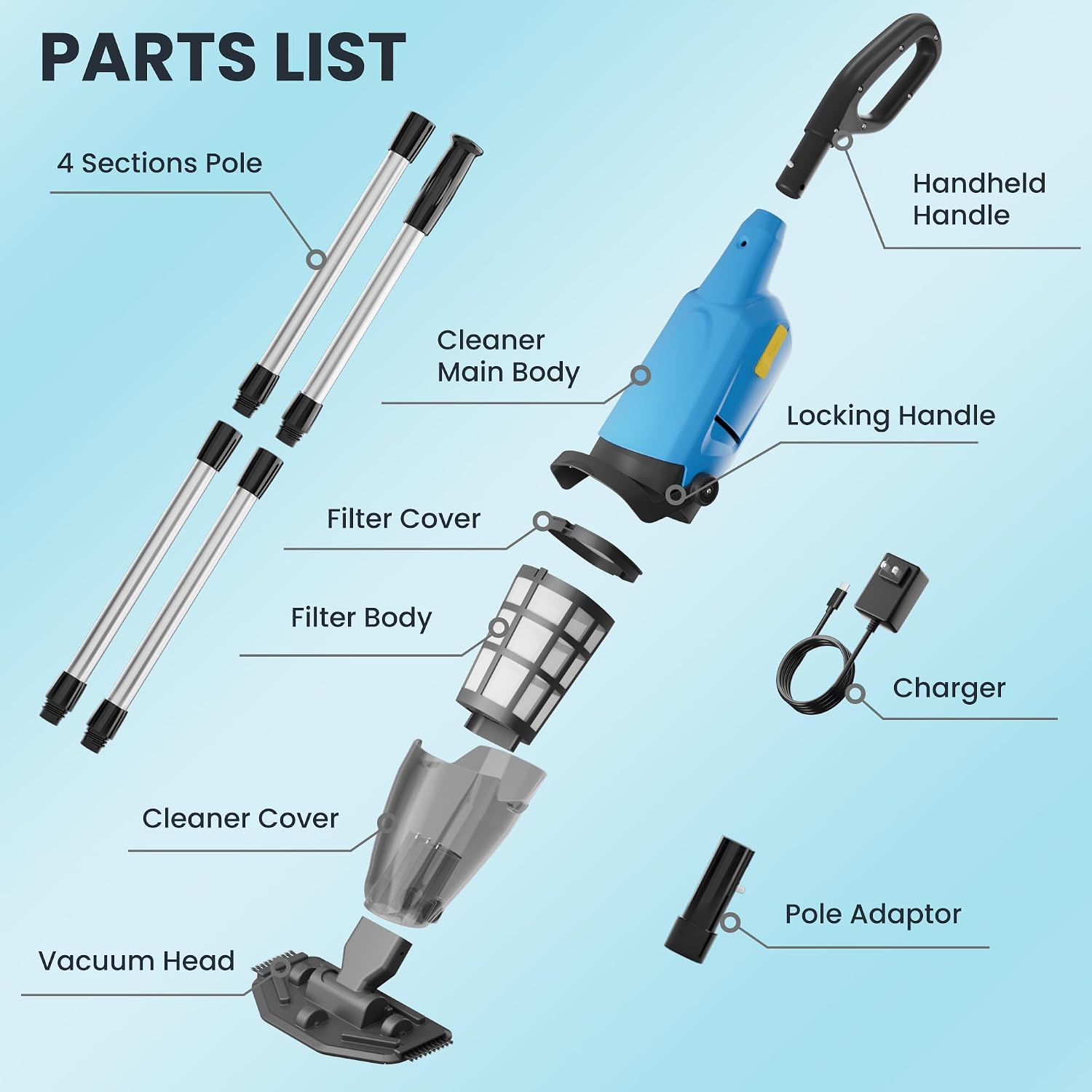 Thumbnail 6 de Pool Hoover Vacuum: Cordless Pool Cleaner for Above Ground, Inground Pools and Spas