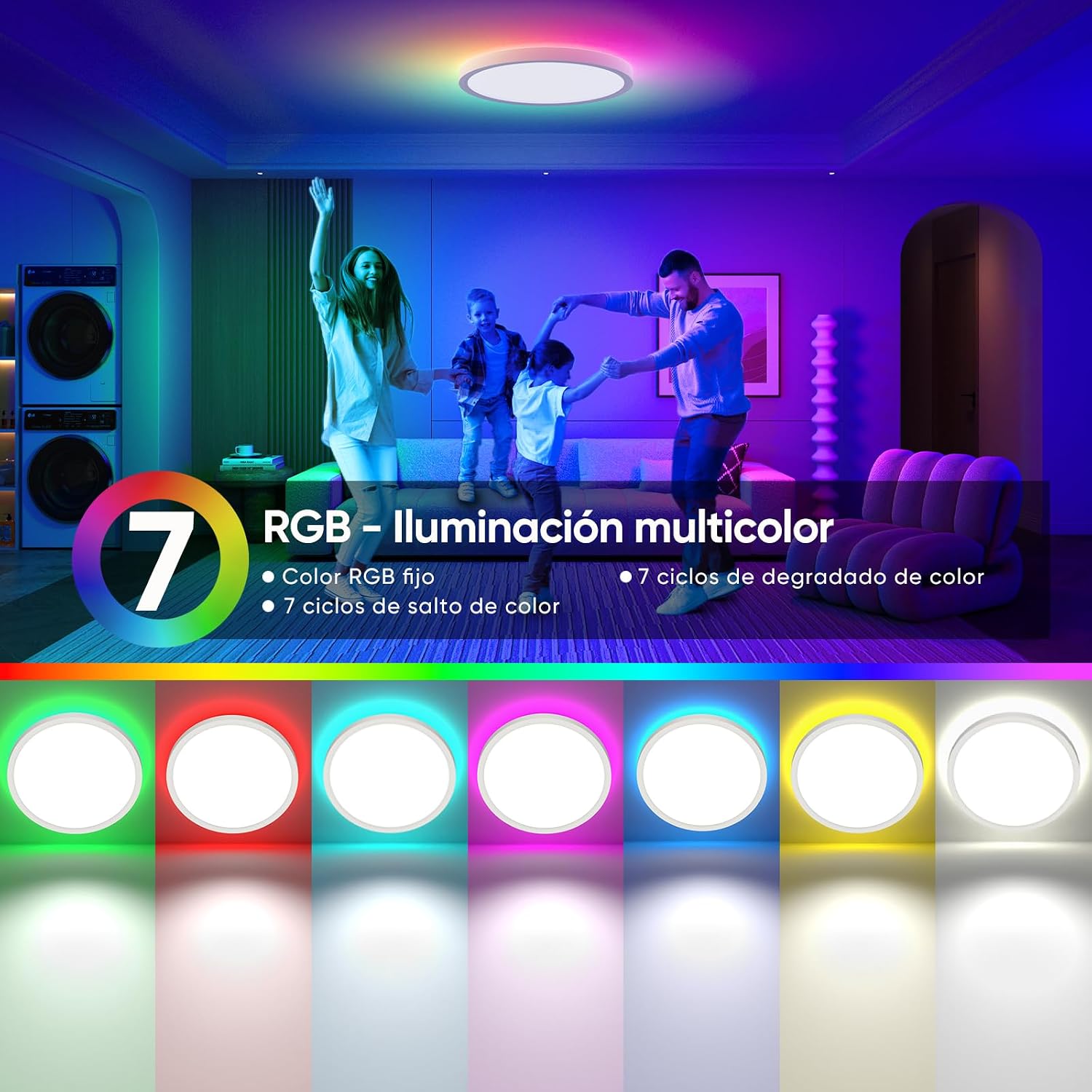 Detalle de YiLaie Plafón LED Regulable 24W RGB IP54 para Baño y Salón