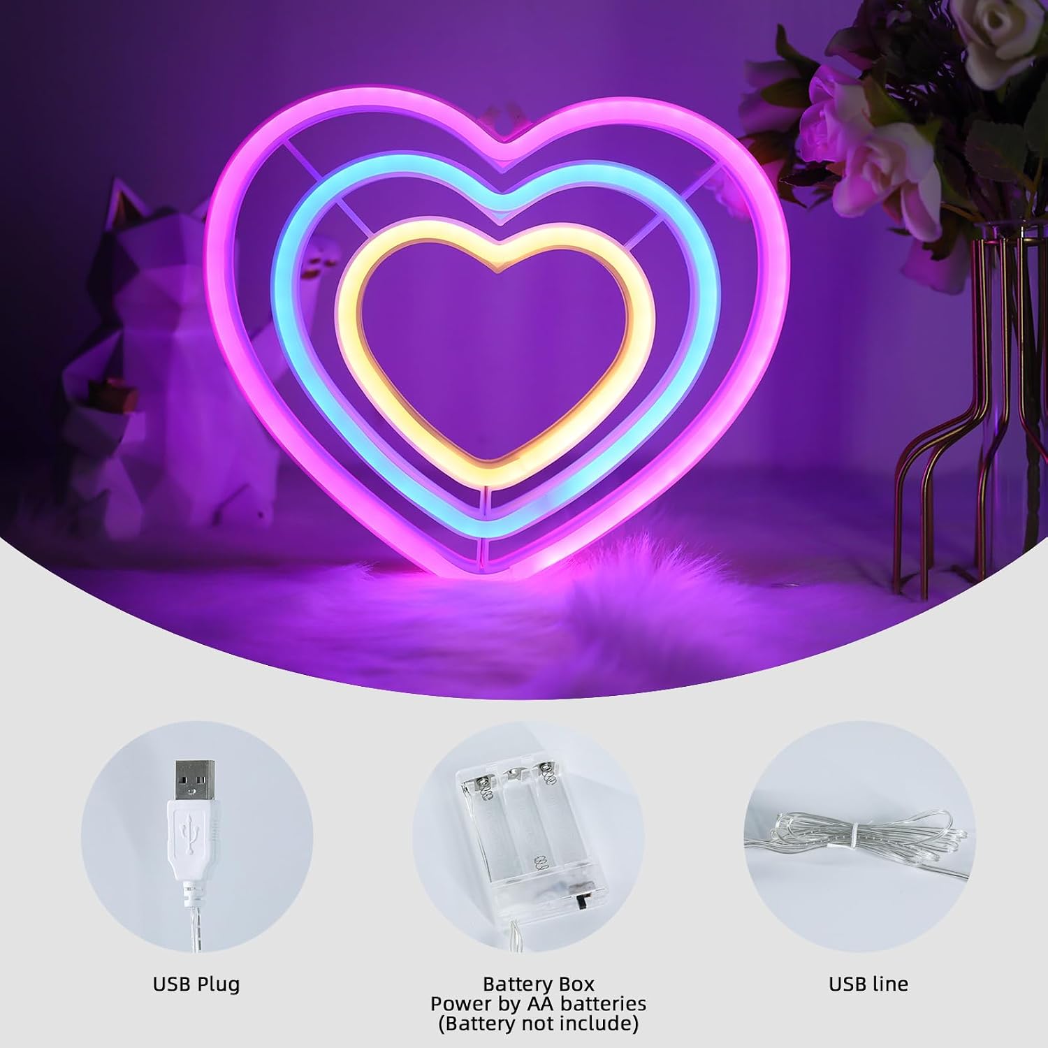 Detalle de WIOSOUL Herz Neonschilder LED 24 x 21 cm