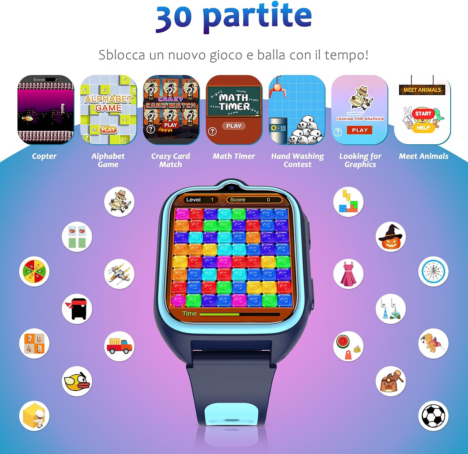Thumbnail 6 de Blackview Smartwatch per Bambini 1.75" – Fotocamera HD, 30 Giochi e Funzioni Educative