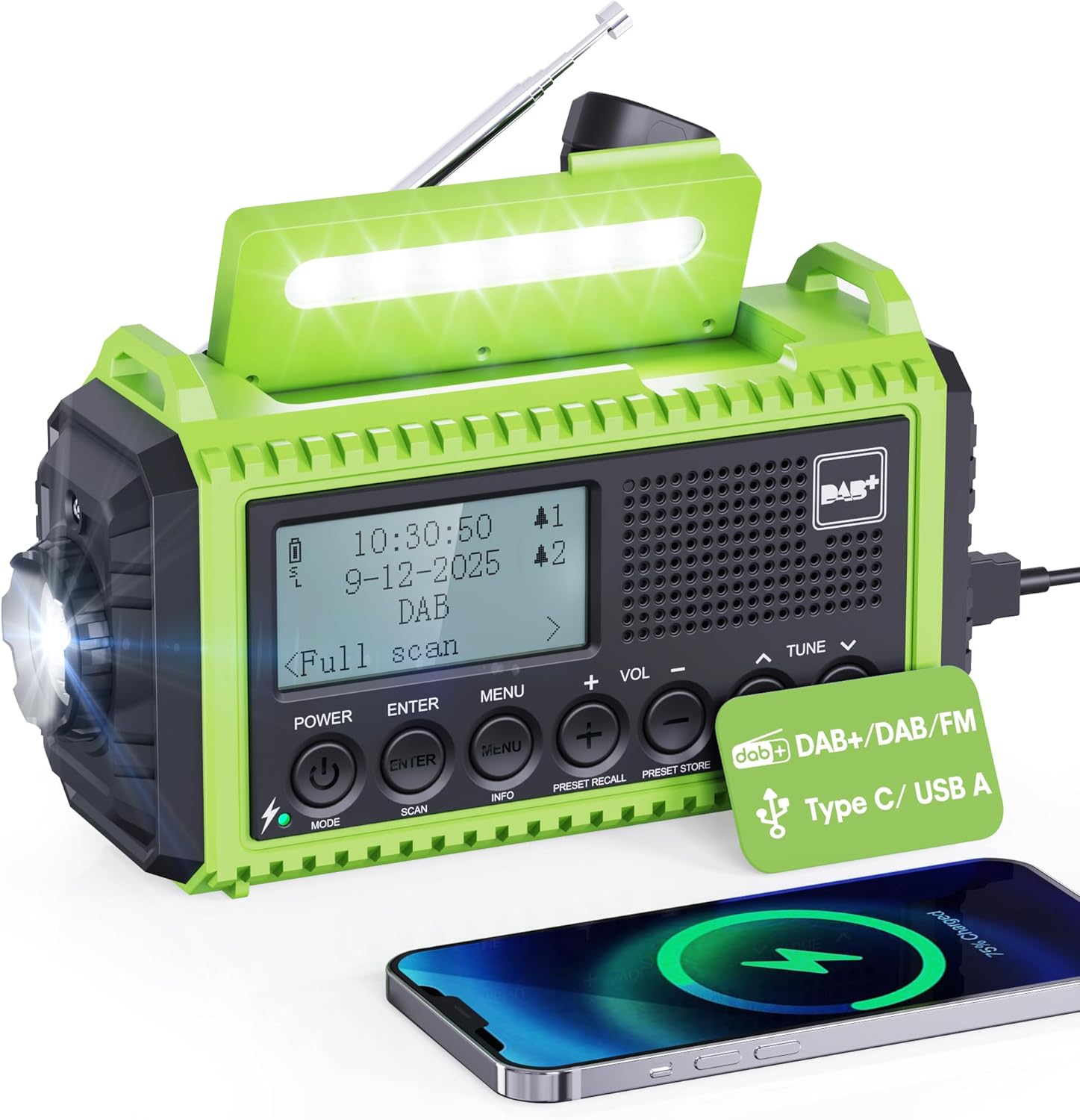 Portable DAB+ radio with 5000mAh battery