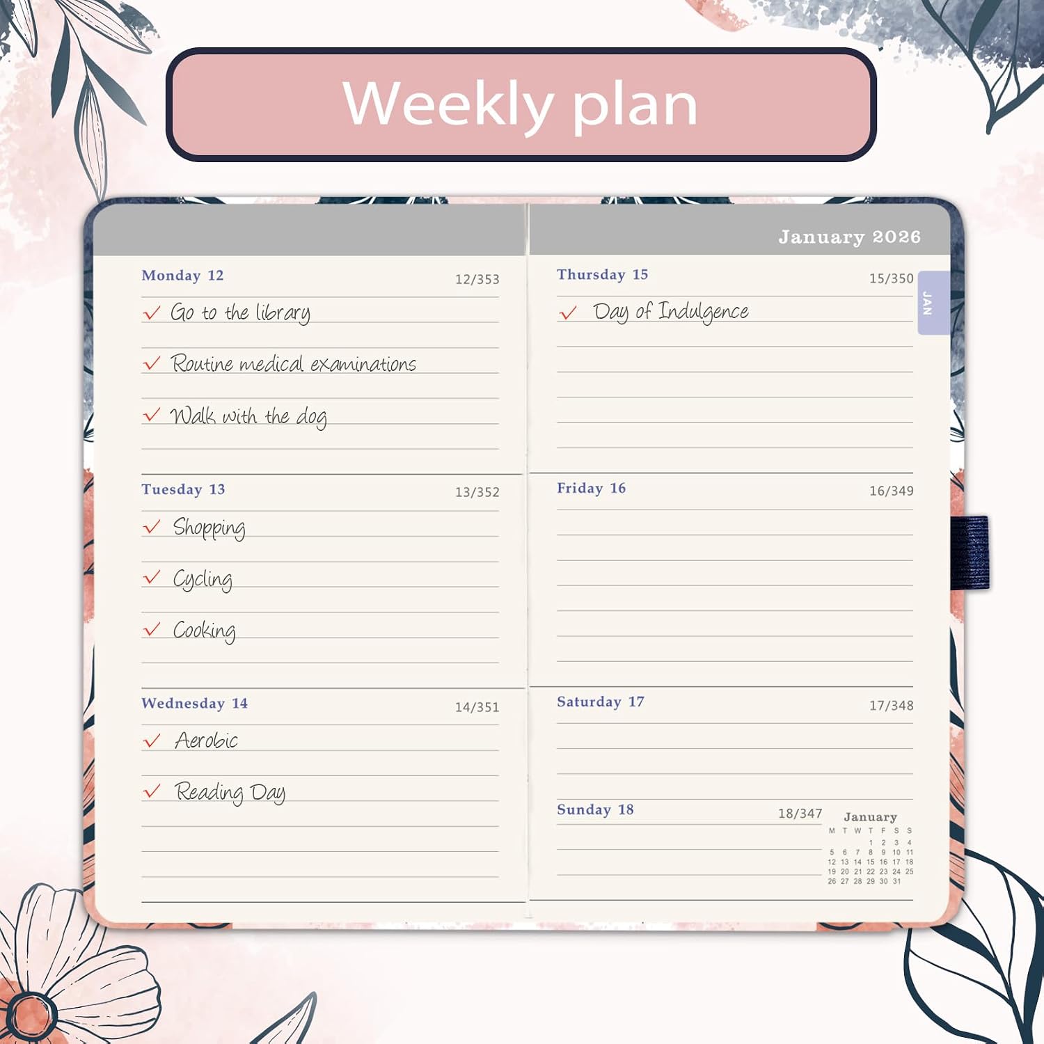 Detalle 2 de 2026 Pocket Diary Week-to-View 16ร10 cm ๐