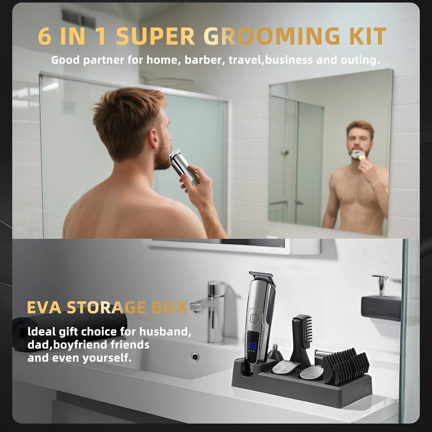 Detalle de Beard Trimmer for Men with 20 Length Settings — Waterproof, All-in-One Grooming Kit