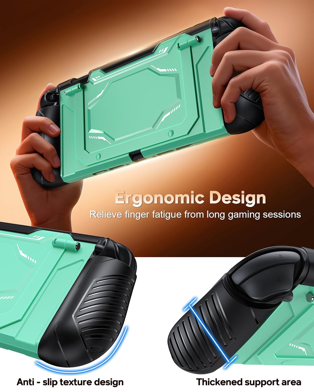 Detalle de FYOUNG Schutz in Militärqualität Dockable Hülle für Nintendo Switch 2 (2025) – Hellgrün