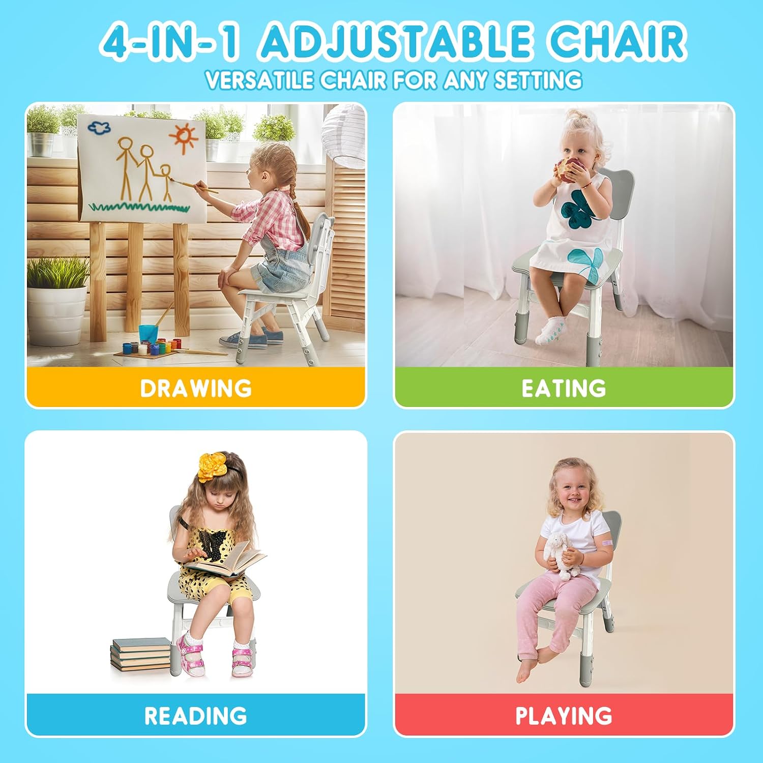 Thumbnail 6 de JIAOQIU Adjustable Kids Chair, 220-lb Capacity