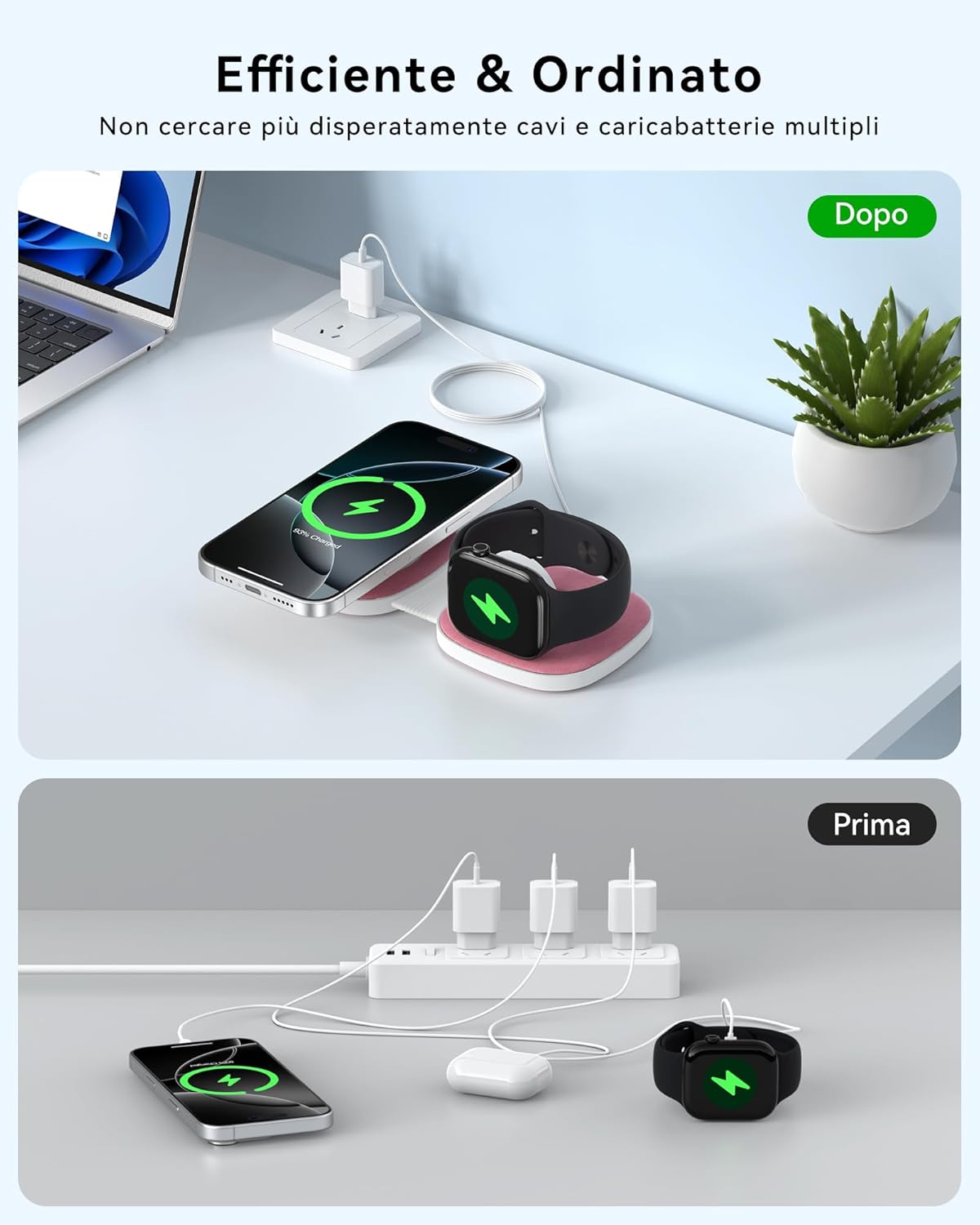 Thumbnail 5 de 2 in 1 Caricatore Wireless MagSafe: Stazione pieghevole per iPhone e Apple Watch