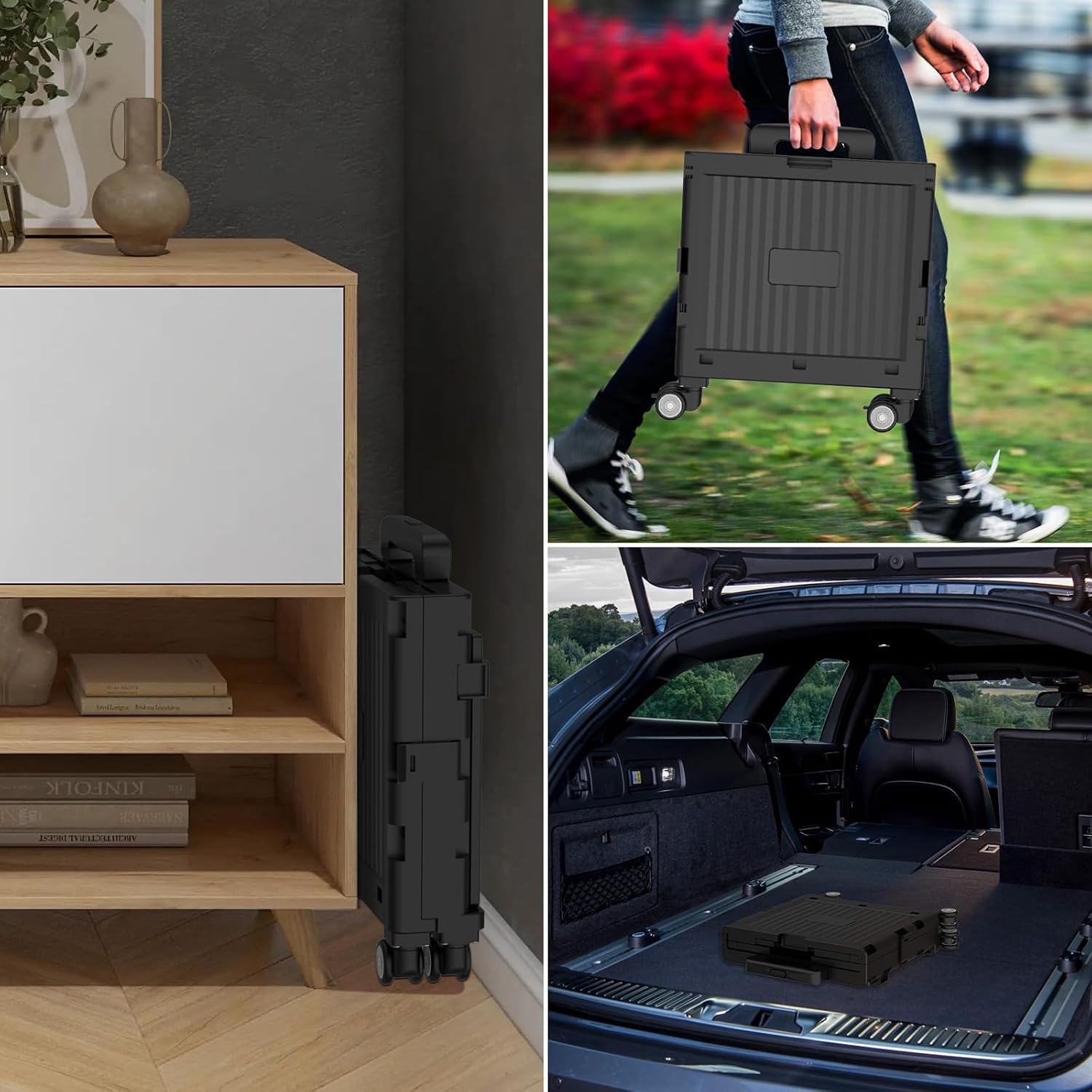 Thumbnail 4 de Marketero Collapsible Shopping Box Trolley with Lid, 360° Wheels & Telescopic Handle (HGH189)