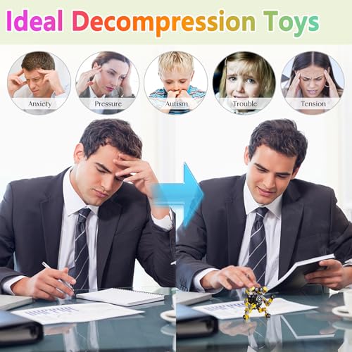Detalle de Gokeey Transformable Fidget Spinners Toys 4 Pcs – Stress Relief & Sensory Gyro for Kids and Adults