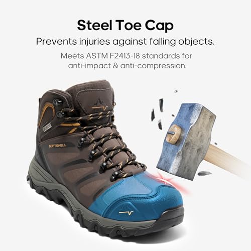Detalle de NORTIV 8 Scarponi da Trekking Uomo - Marrone/Nero/Marrone Chiaro, taglia 43