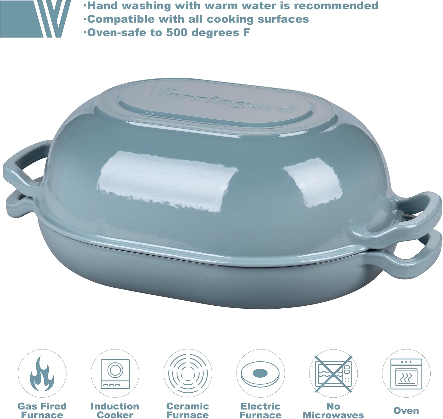 Detalle de VORRINGARD Enameled Cast Iron 7QT Dutch Oven for Sourdough & Bread Baking (Sea Salt)