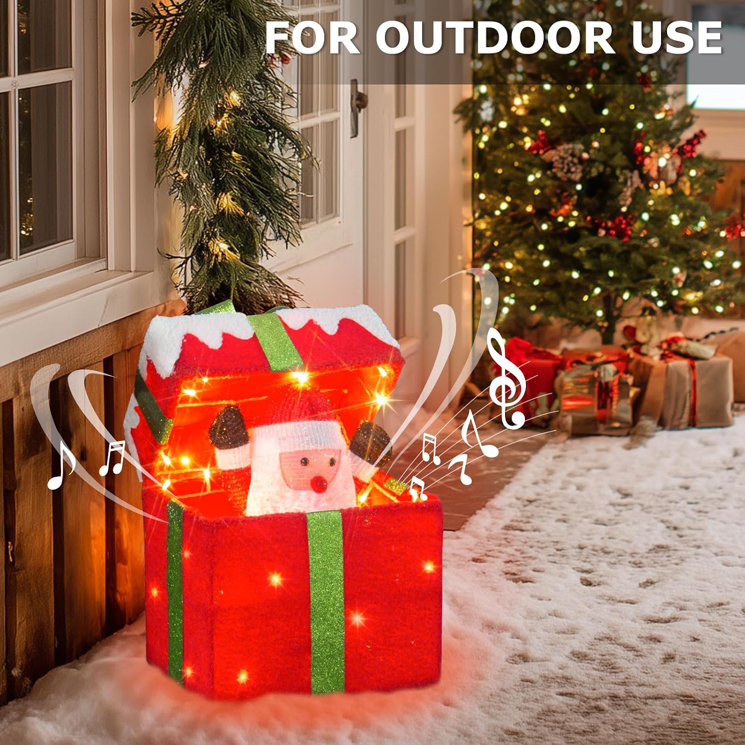 Detalle 1 de PEIDUO 806047-7-16 Animated Christmas Santa Gift Box with 48 Warm LEDs