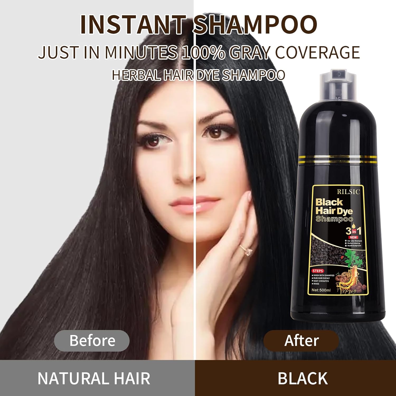 Thumbnail 5 de GFEUGS Haarfarbe Haarfärbeshampoo 500 ml Schwarz