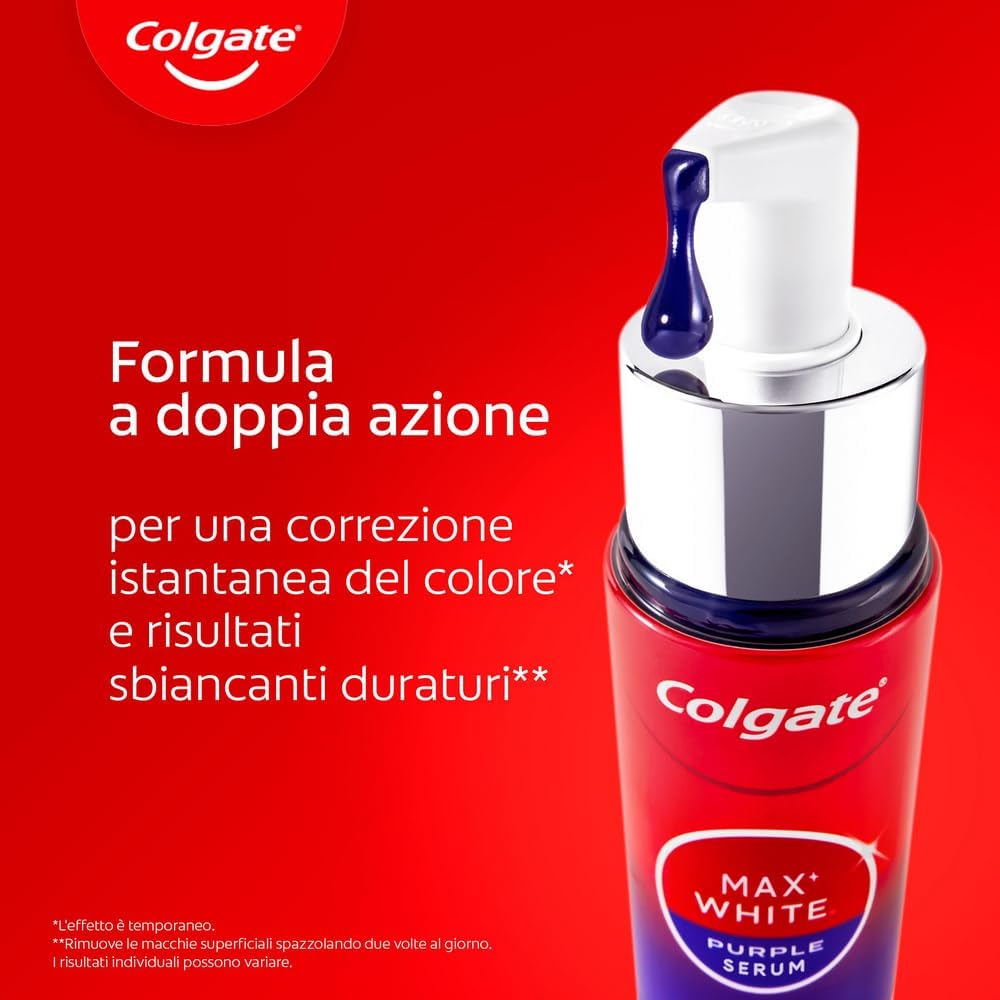 Detalle 2 de Colgate Max White Purple Serum 40ml – Booster sbiancante istantaneo con tecnologia di correzione del colore