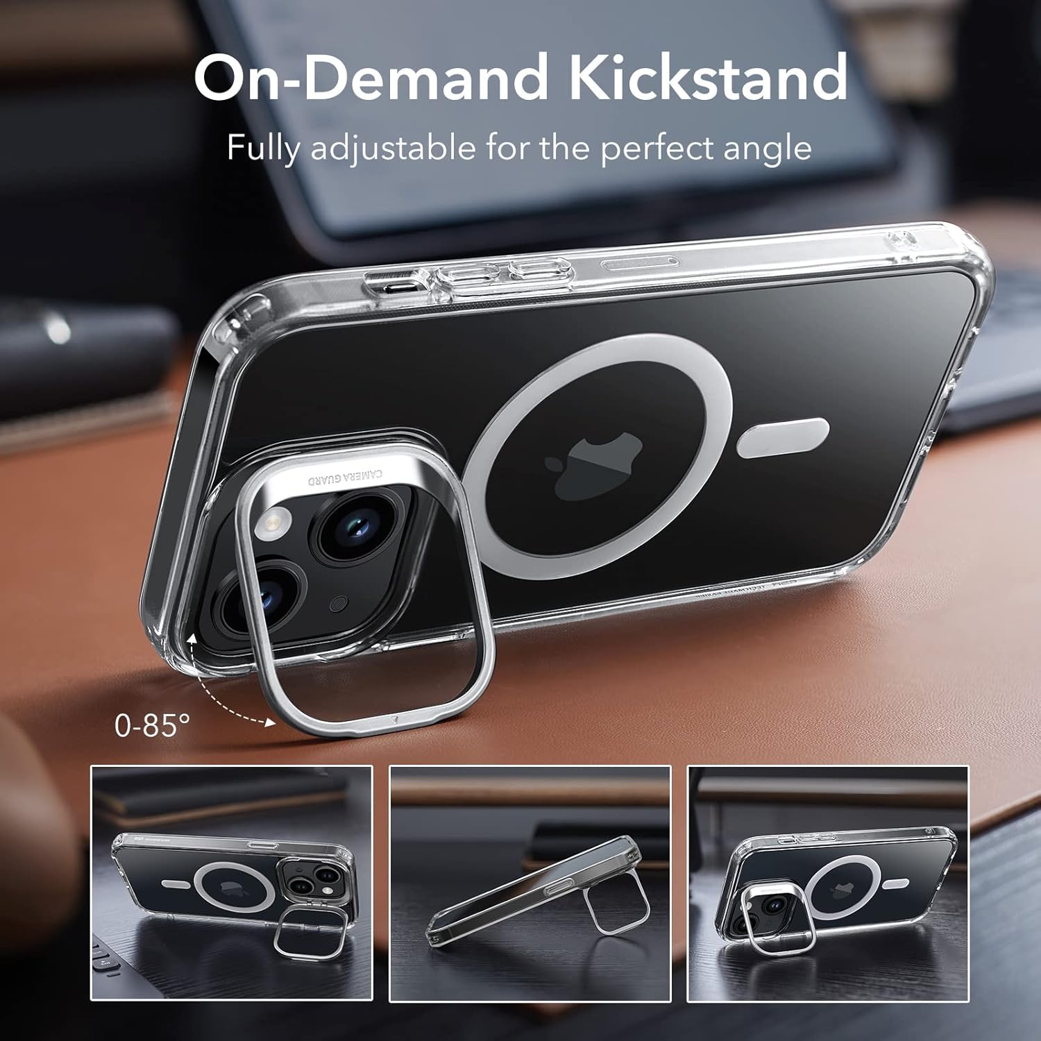 Thumbnail 3 de ESR Classic Series Clear Case for iPhone 13 / iPhone 14 with MagSafe Compatibility and Adjustable Camera Ring Stand