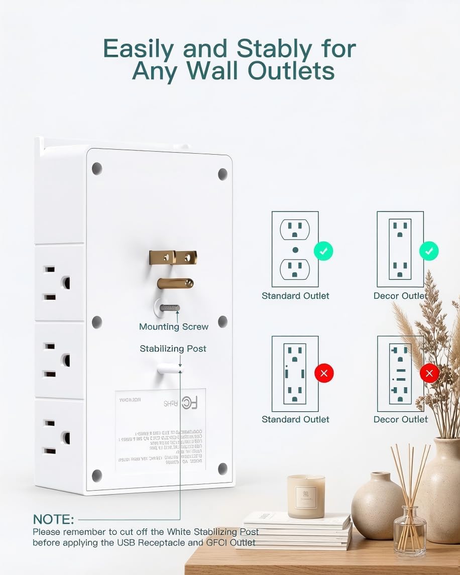 Detalle 2 de Addtam Wall Outlet Extender with 12 Outlets