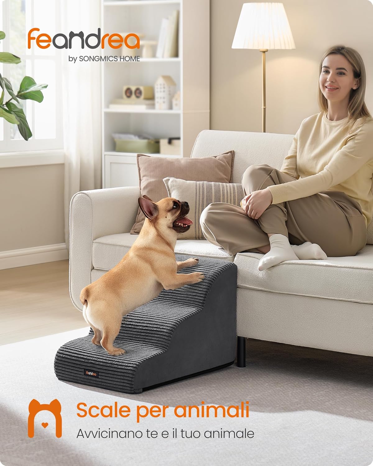 Thumbnail 1 de Feandrea Scala a 3 gradini per cani in velluto e TPU impermeabile (grigio ardesia) PPS003GN01