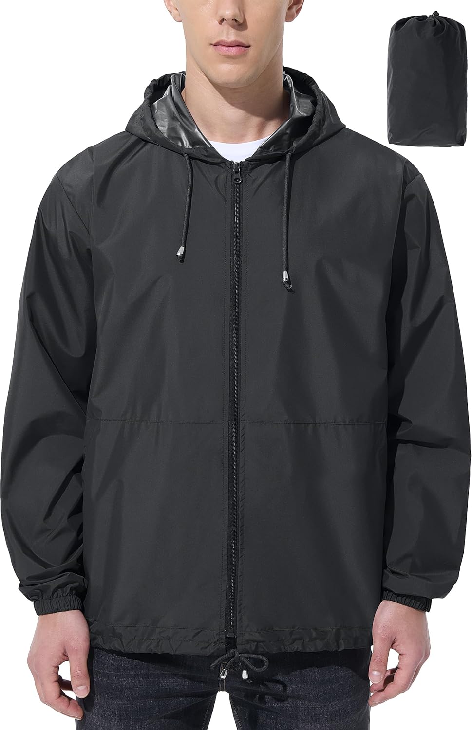 Detalle de UIQUR Men’s Waterproof Rain Jacket & Windbreaker with Adjustable Hood (Packable)