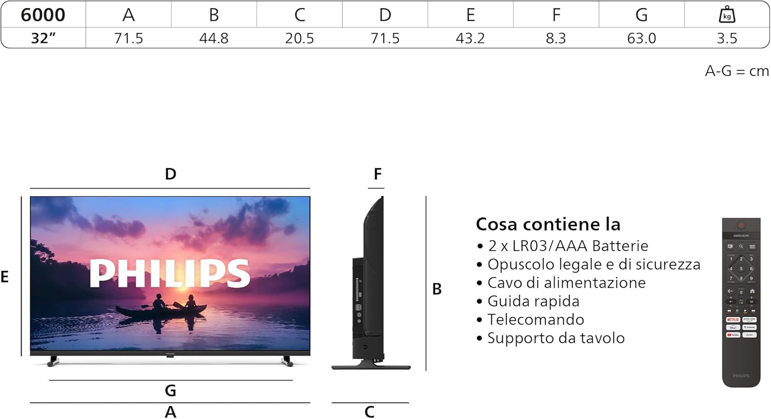 Thumbnail 2 de Philips 32PHS6000 2K Smart TV LED da 32" con Titan OS e Dolby Digital (compatibile con Alexa e Google Voice Assistant)