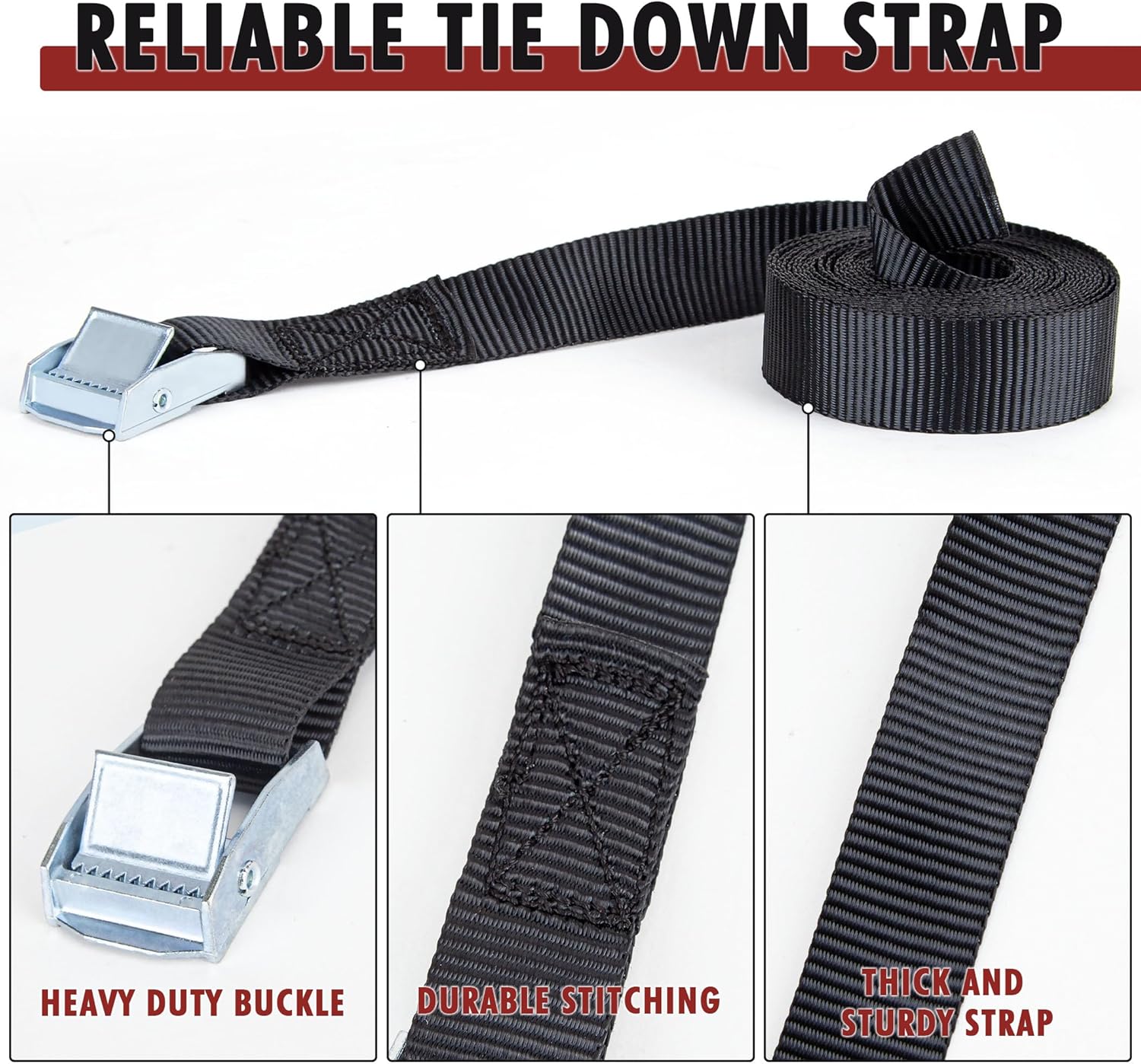 Thumbnail 1 de Cartman 4PK 2.5cm x 4.5m Tie Down Straps (Black) with buckles and protective pads
