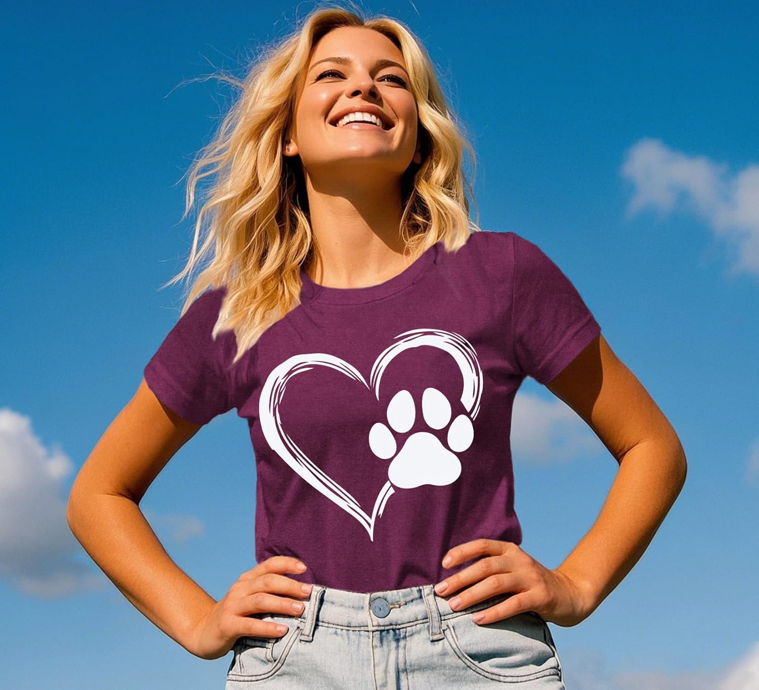 Detalle de Qskall Women’s Mama T Shirts – Treat Dealer Dog Paw Print Tee
