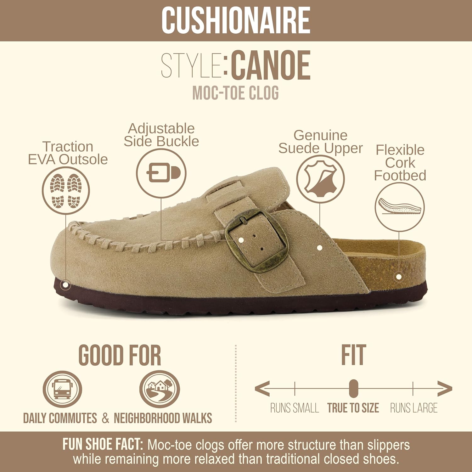 Detalle 2 de CUSHIONAIRE Canoe Suede Clogs 🚣