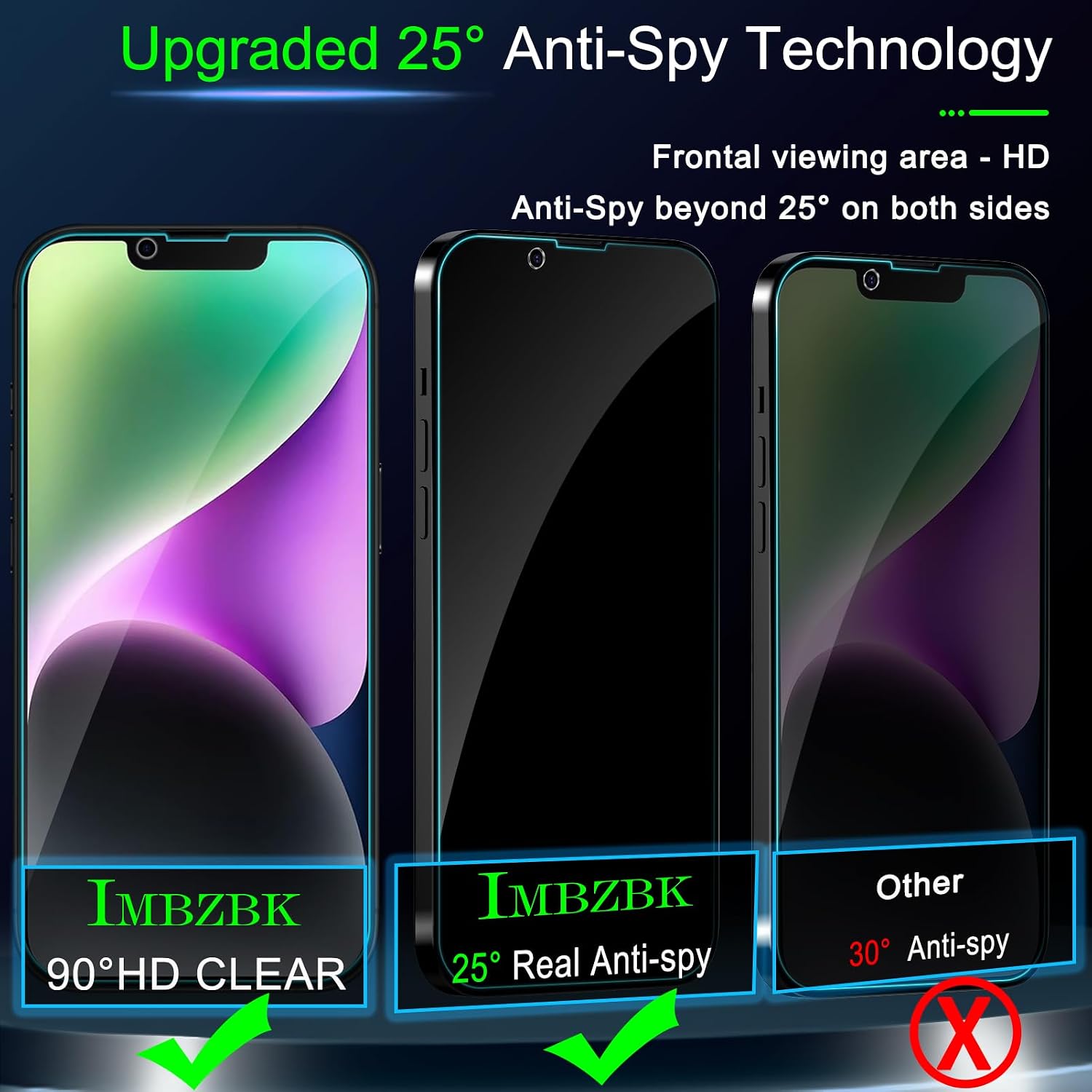 Detalle de IMBZBK Auto-Dust Removal 3 Pack Privacy Screen Protector for iPhone 14