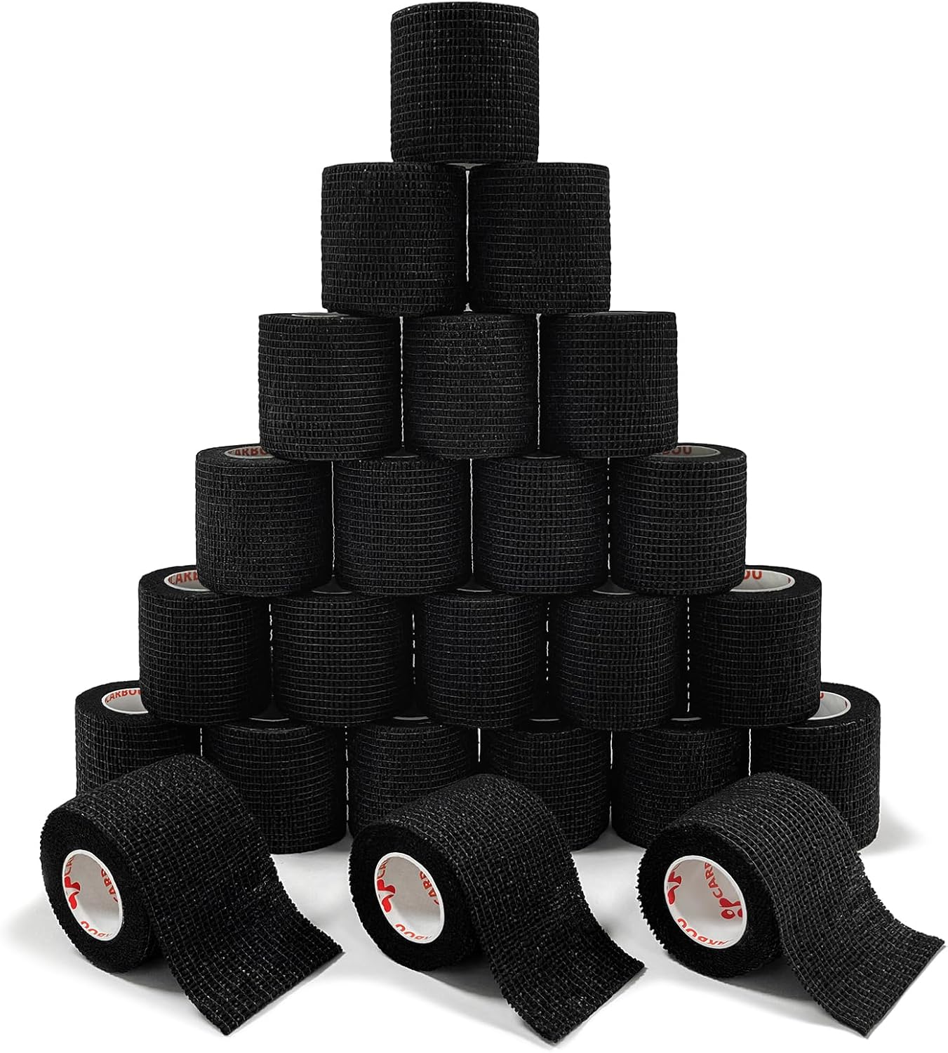 Detalle de CARBOU 03303502 Self-Adhesive Bandage Wrap, 2 in x 5 yd, 24-Pack, Black
