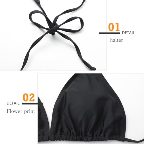 Detalle de Genfien Damen Bikini Set V-Ausschnitt Triangel – Low Waist Brasilianischer Stil