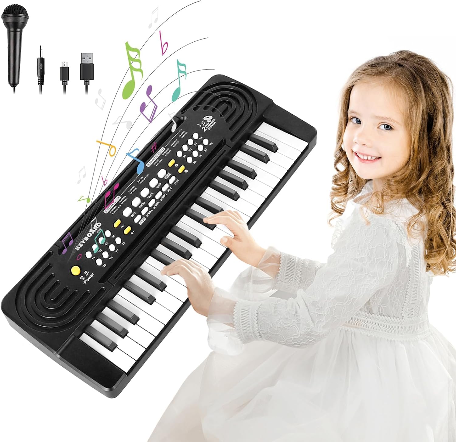Detalle de Pianola Bambini 37 Tasti con Microfono: tastiera educativa portatile per età 3–8 anni