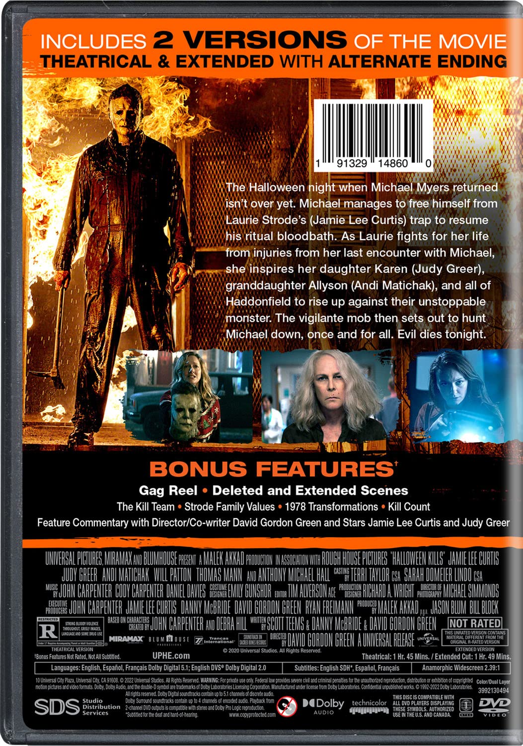 Detalle 2 de Halloween Kills: Extended Cut DVD with Theatrical Version and Bonus Features
