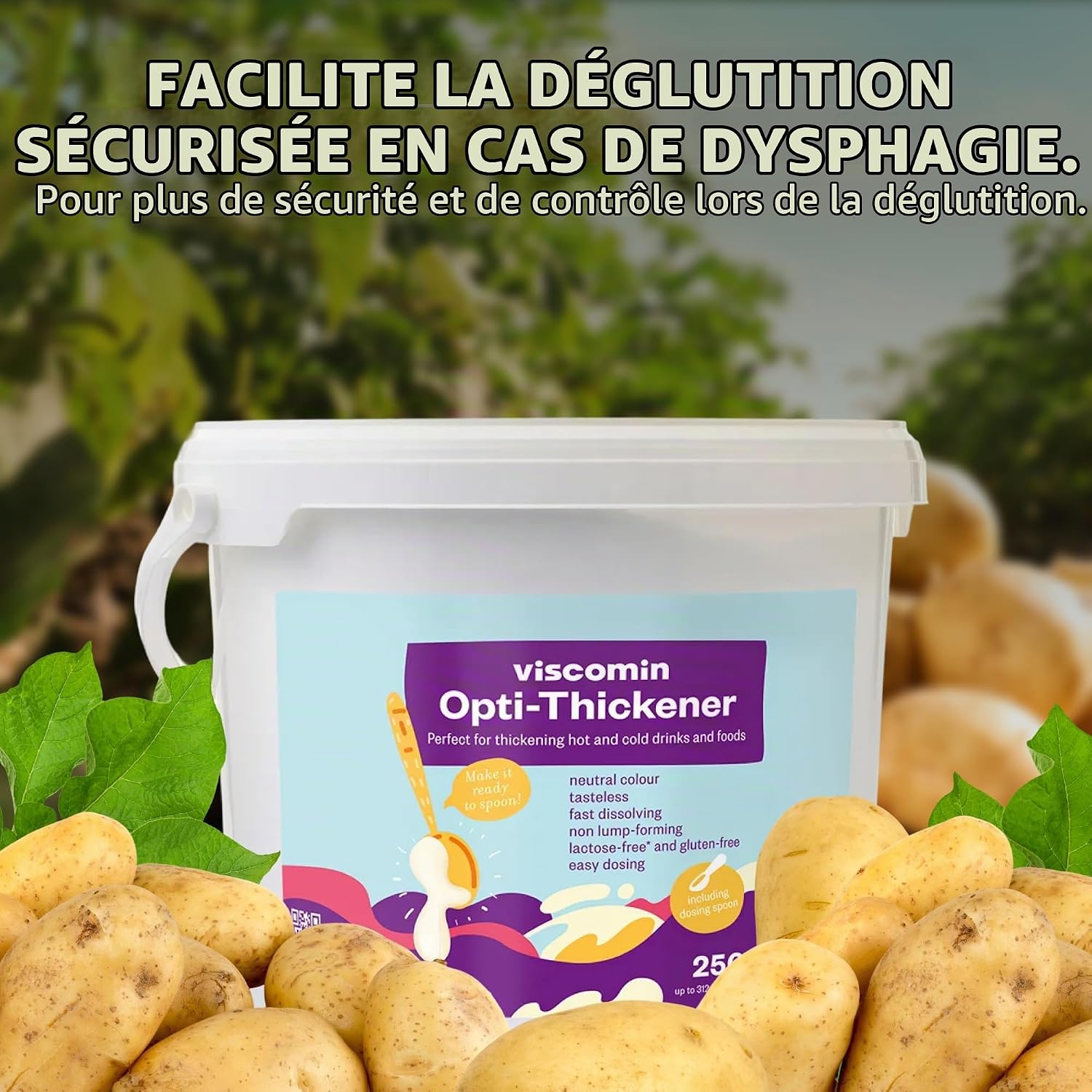Detalle de RheinNatur Viscomin verdikkingspoeder 500 g, navulverpakking, veganistisch en smaakneutraal