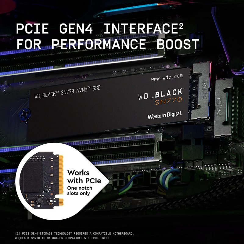 Detalle 1 de WD Black SN770 2TB SSD NVMe PCIe Gen4 🚀