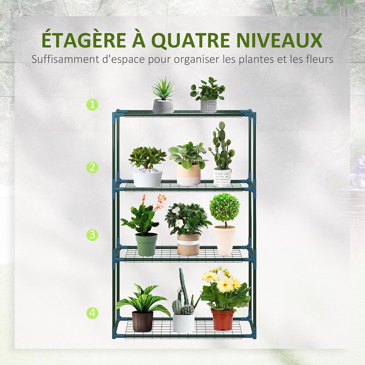 Thumbnail 3 de Outsunny 845-617 bloemenrek, set van 2, staal, 4 niveaus, groen
