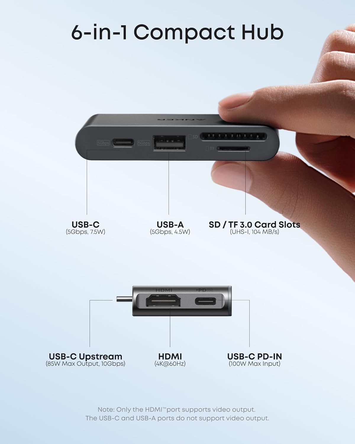 Thumbnail 1 de Anker Nano USB-C Hub: 6-in-1 compact USB-C hub with 85W charging and 4K HDMI